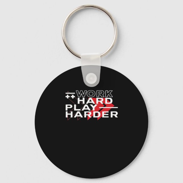 Work Hard Play Hard Motivational Gaming Hustling C Key Ring (Front)