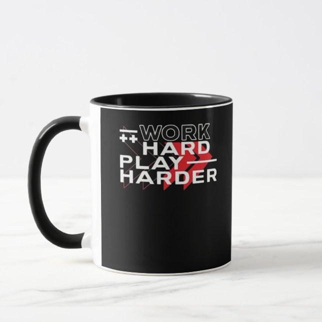 Work Hard Play Hard Motivational Gaming Hustling C Mug (Left)