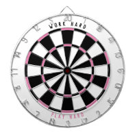 "WORK HARD PLAY HARD" Office Game Room Black/Pink