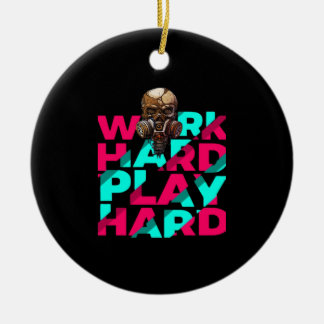 Work Hard Play Hard Skull Motivation Essential Ceramic Tree Decoration