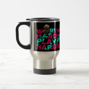 Work Hard Play Hard Skull Motivation Essential Travel Mug