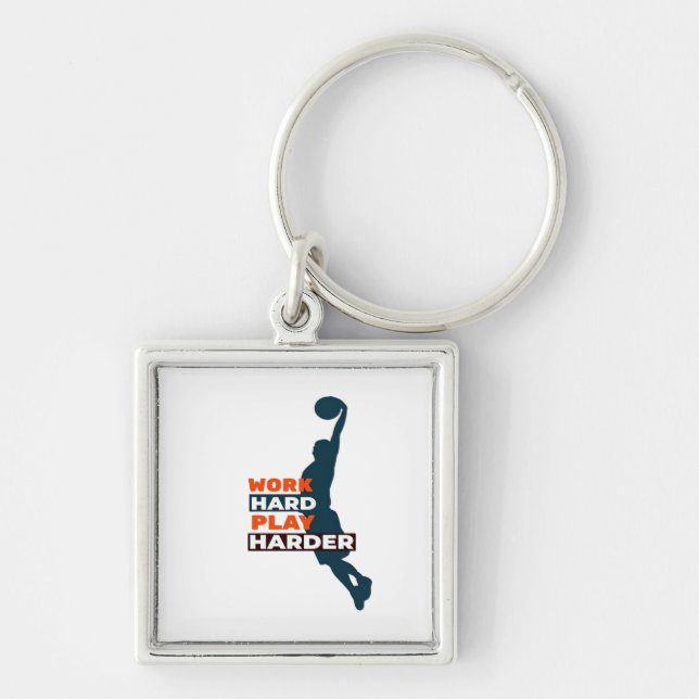 Work Hard Play So Hard Basketball Player Classic Key Ring (Front)