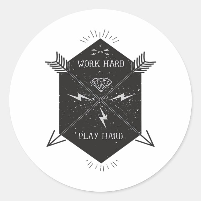 Work Hard Play So Hard Classic Classic Round Sticker (Front)
