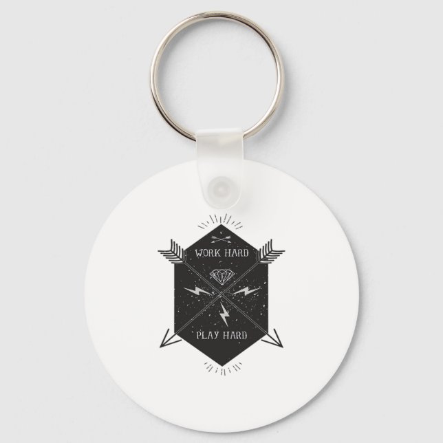 Work Hard Play So Hard Classic Key Ring (Front)