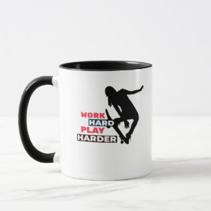 Work Hard Play So Hard Female Skateboarder Classic Mug