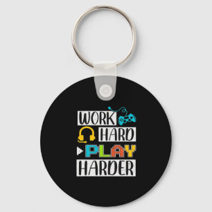 Work Hard Play So Hard Funny and Trending Quote Key Ring