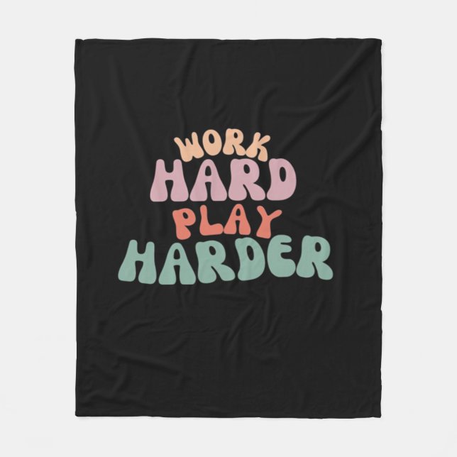 Work Hard Play So Hard Funny Sloth Fleece Blanket (Front)