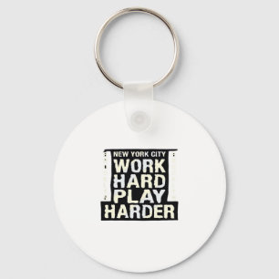Work Hard Play So Hard- Labour Day Funny and Vinta Key Ring