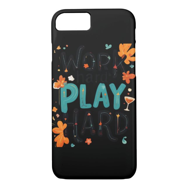 Work Hard Play So Hard Motivational Quote Fun Desi Case-Mate iPhone Case (Back)