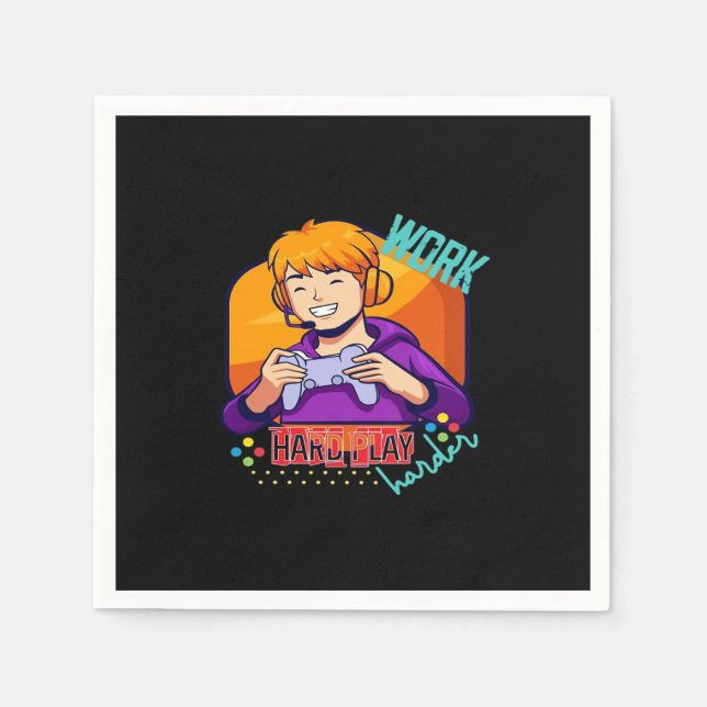 Work Hard Play So Hard Motivational Quote Napkin (Front)