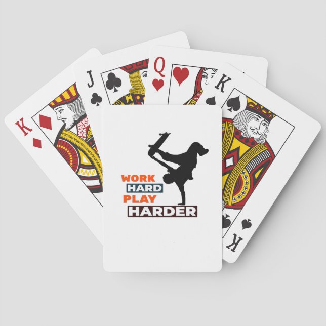Work Hard Play So Hard Skateboarder Classic Playing Cards (Back)