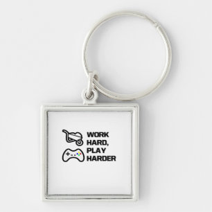 Work Hard, Play So Hard Statement Design Classic Key Ring