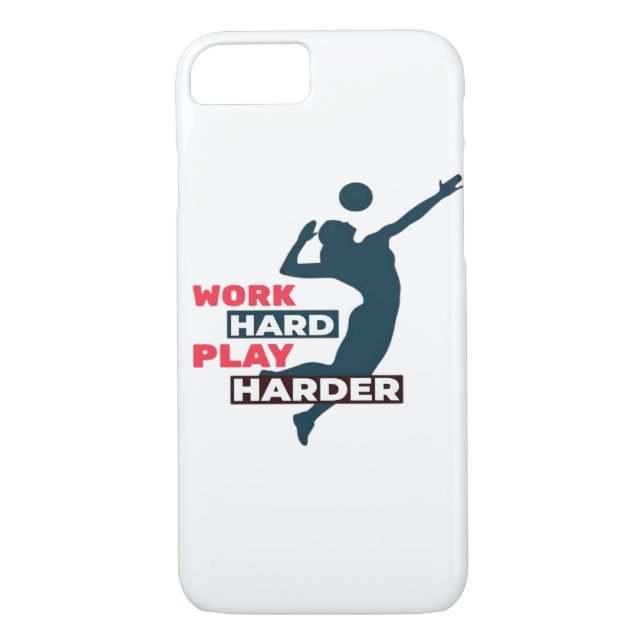 Work Hard Play So Hard Volleyball Player Classic Case-Mate iPhone Case (Back)