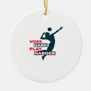 Work Hard Play So Hard Volleyball Player Classic Ceramic Tree Decoration