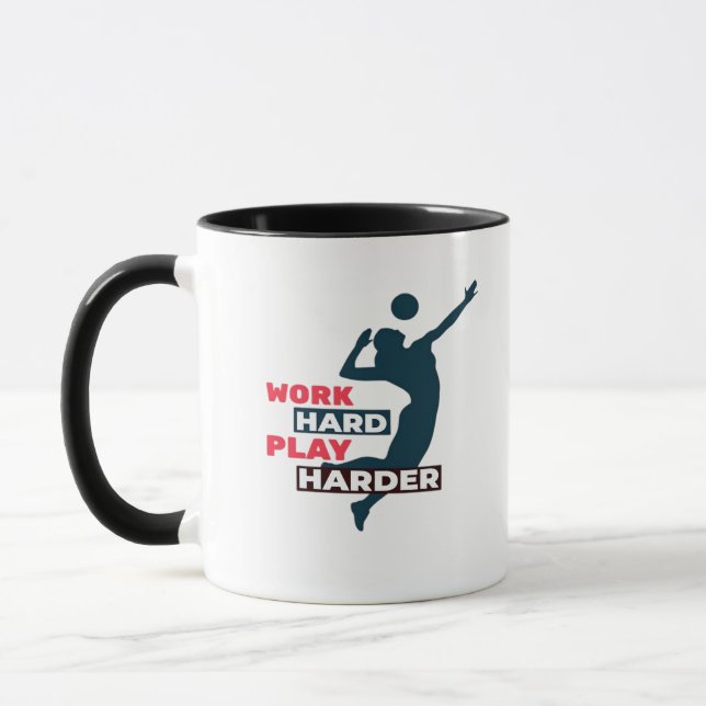 Work Hard Play So Hard Volleyball Player Classic Mug (Left)