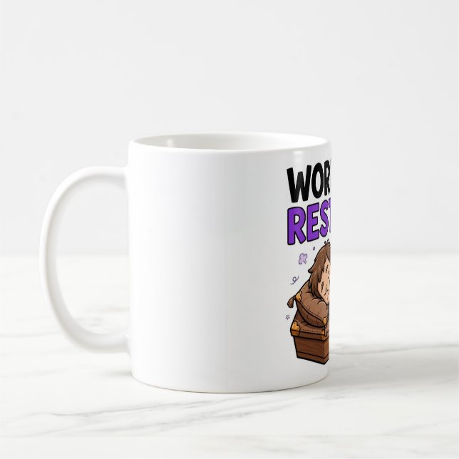 WORK HARD, REST HARD — Funny Funeral Worker Coffee Mug (Left)
