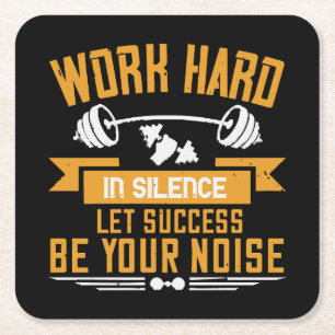 Work hard square paper coaster