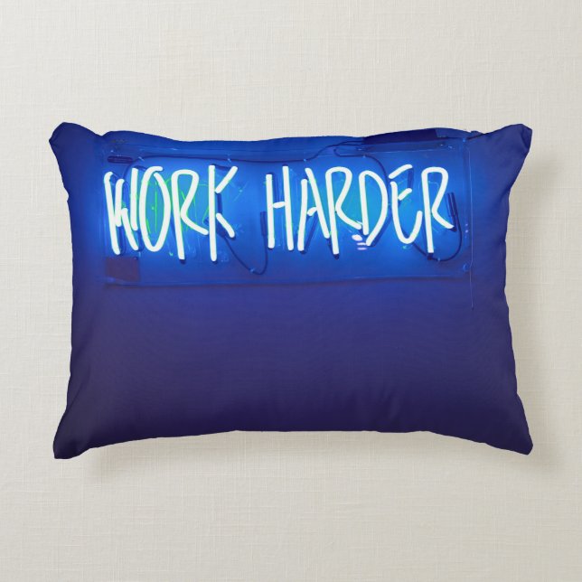 Work Harder Neon Sign Decorative Cushion (Front)