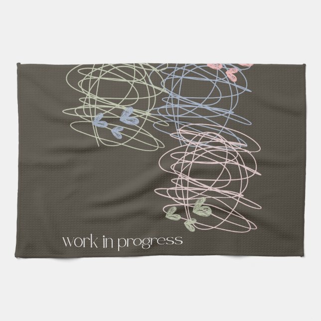 Work in progress scribble design tea towel (Horizontal)