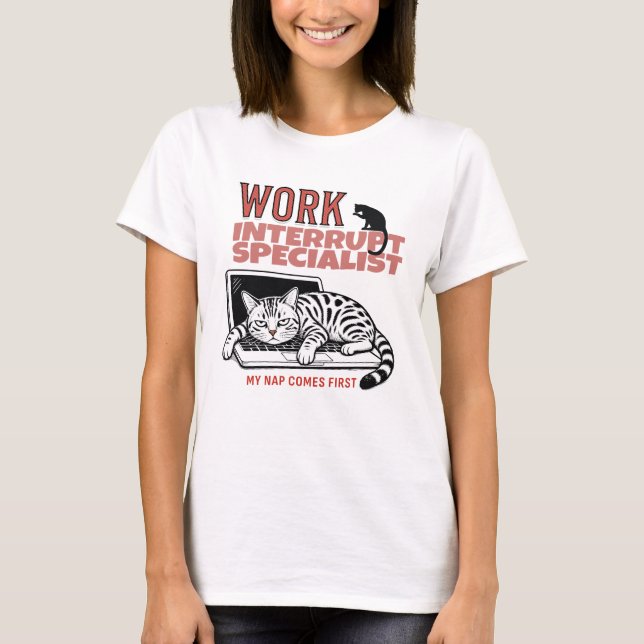 Work Interrupt Specialist – Funny Office Cat Graph T-Shirt (Front)