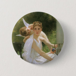 Work Interrupted by Bouguereau, Angel Portrait 6 Cm Round Badge