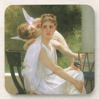 Work Interrupted by Bouguereau, Angel Portrait Coaster