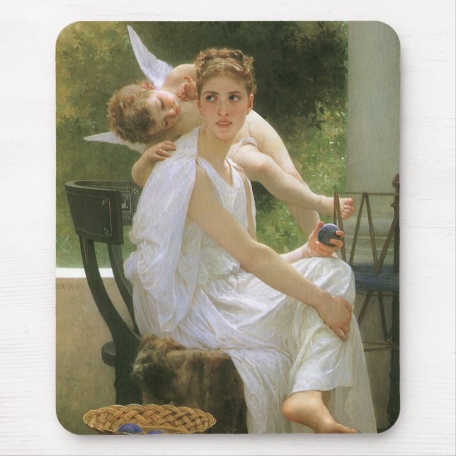 Work Interrupted by Bouguereau, Angel Portrait Mouse Mat (Front)