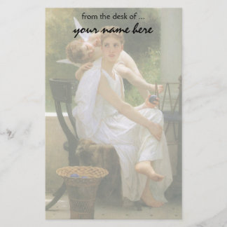 Work Interrupted by Bouguereau, Angel Portrait Stationery