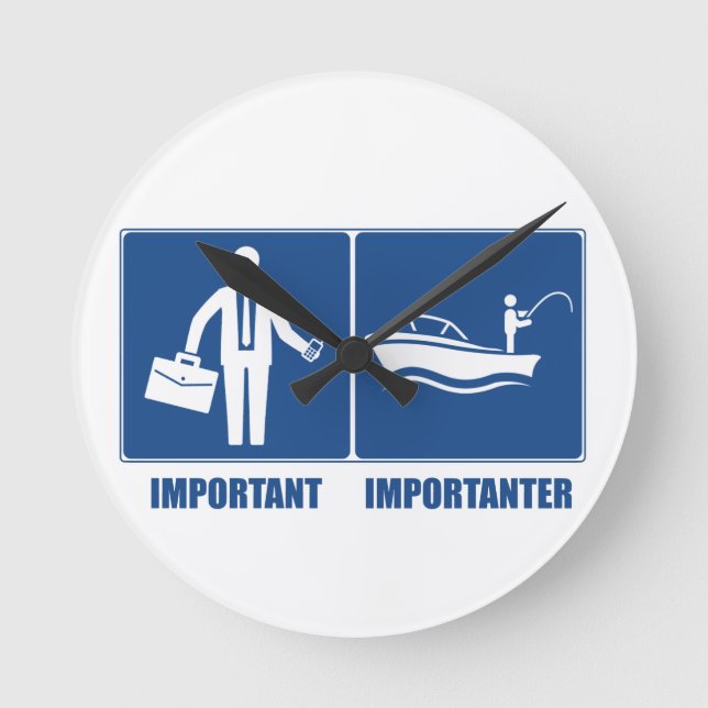 Work Is Important, Fishing Is Importanter Round Clock (Front)