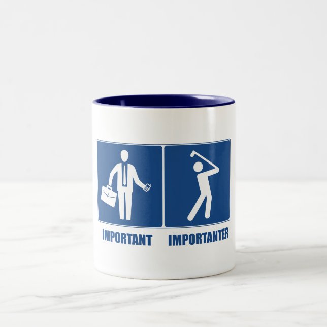Work Is Important, Golf Is Importanter Two-Tone Coffee Mug (Center)