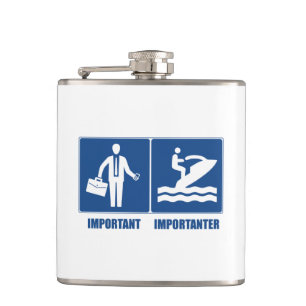 Work Is Important, Jet Skiing Is Importanter Hip Flask