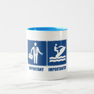 Work Is Important, Jet Skiing Is Importanter Two-Tone Coffee Mug