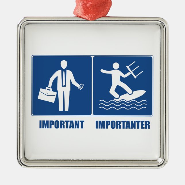Work Is Important, Kitesurfing Is Importanter Metal Tree Decoration (Front)