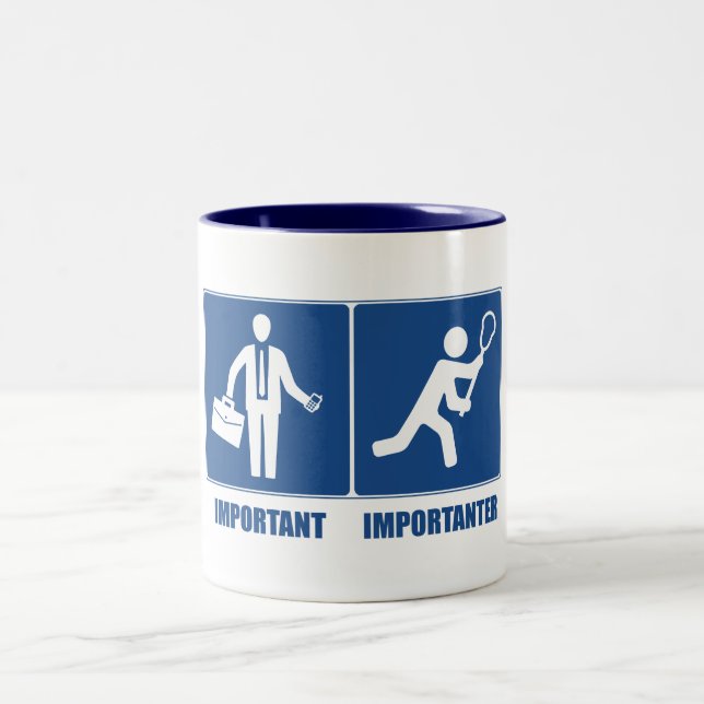 Work Is Important, Lacrosse Is Importanter Two-Tone Coffee Mug (Center)