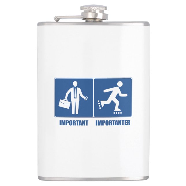 Work Is Important, Rollerblading Is Importanter Hip Flask (Front)