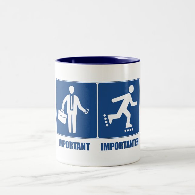 Work Is Important, Rollerblading Is Importanter Two-Tone Coffee Mug (Center)
