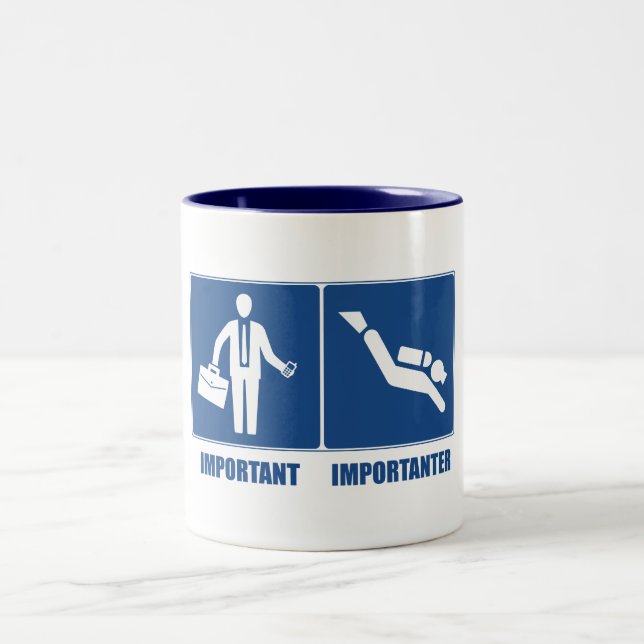 Work Is Important, Scuba Diving Is Importanter Two-Tone Coffee Mug (Center)