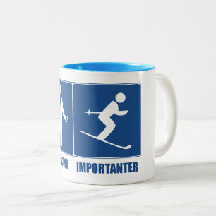 Work Is Important, Skiing Is Importanter Two-Tone Coffee Mug