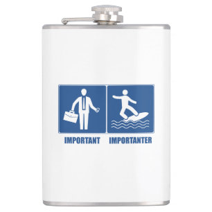 Work Is Important, Surfing Is Importanter Hip Flask