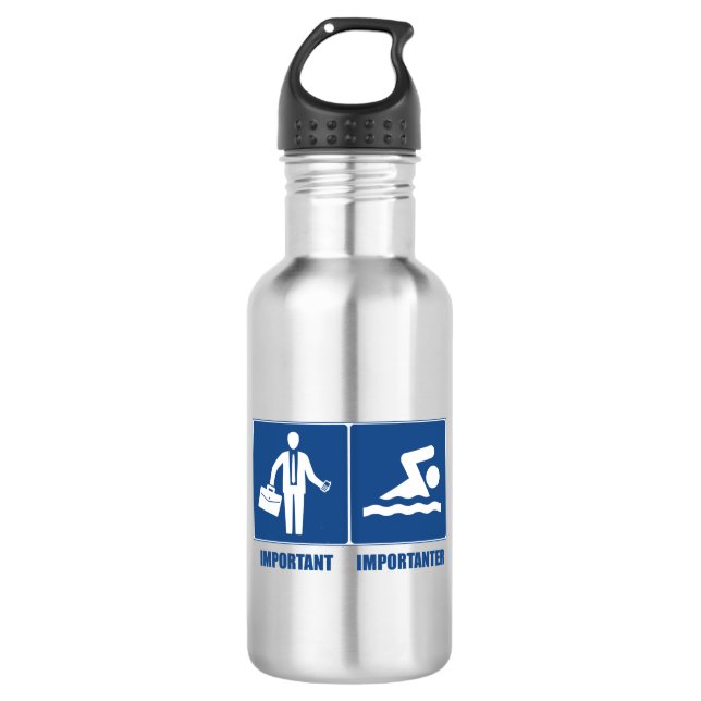 Work Is Important, Swimming Is Importanter 532 Ml Water Bottle (Front)