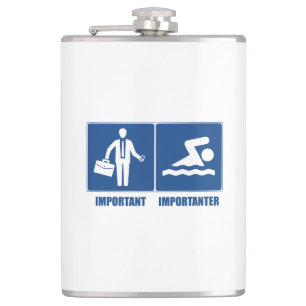 Work Is Important, Swimming Is Importanter Hip Flask