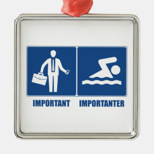 Work Is Important, Swimming Is Importanter Metal Tree Decoration