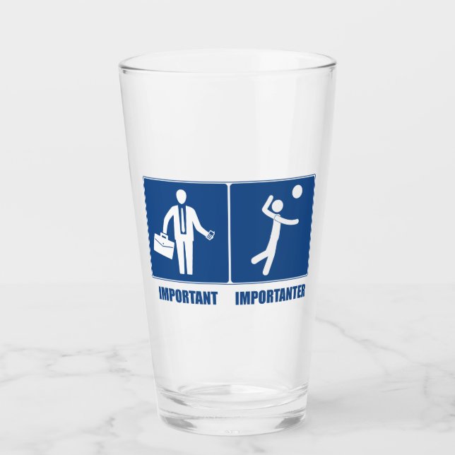 Work Is Important Volleyball Is Importanter Glass (Front)