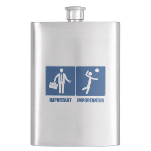 Work Is Important Volleyball Is Importanter Hip Flask