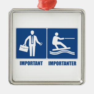 Work Is Important, Wakeboarding Is Importanter Metal Tree Decoration