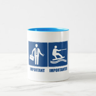 Work Is Important, Wakeboarding Is Importanter Two-Tone Coffee Mug