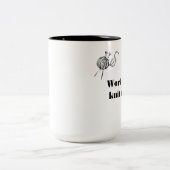 Work less, knit more Two-Tone coffee mug (Center)