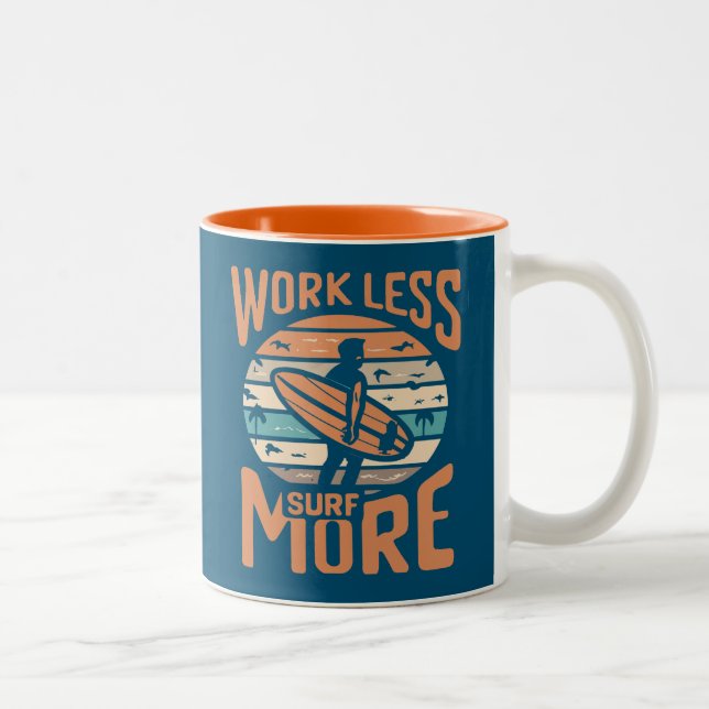 Work Less Surf More Two-Tone Coffee Mug (Right)
