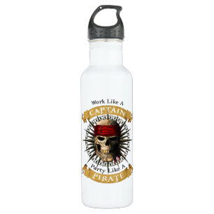 Work Like A Captain Party Like A Pirate Skull Joll 710 Ml Water Bottle