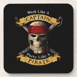 Work Like A Captain Party Like A Pirate Skull Joll Coaster